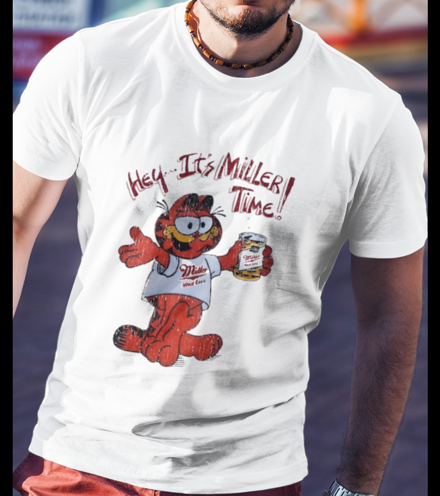 Hey It's Miller Time Garfield Comic T-Shirt