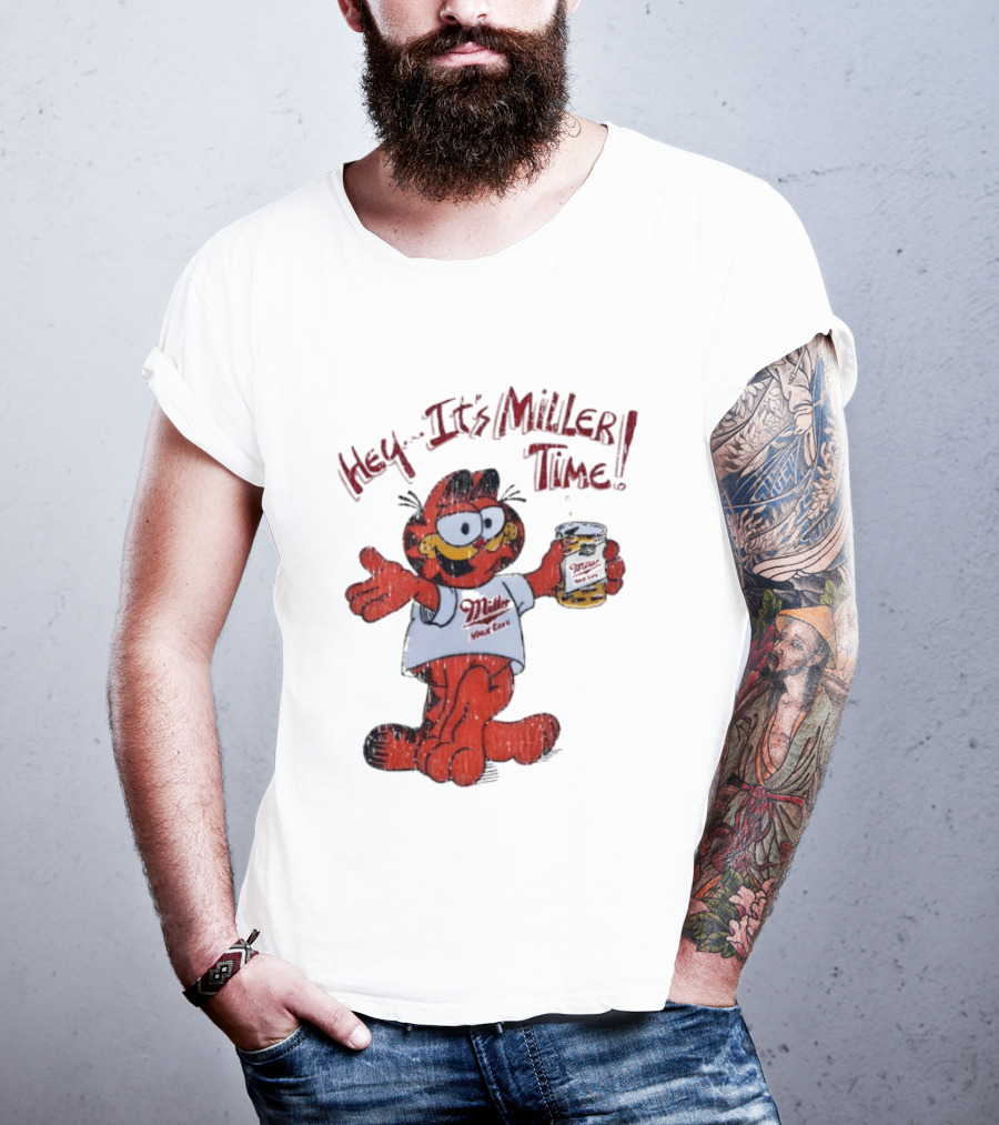 Hey It's Miller Time Garfield Comic T-Shirt