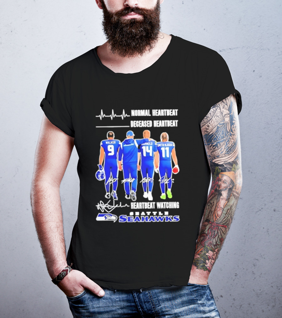 Seahawks Normal Heartbeat Deceased Heartbeat Walker Arnold Smith Njigba Signatures Seattle T-Shirt