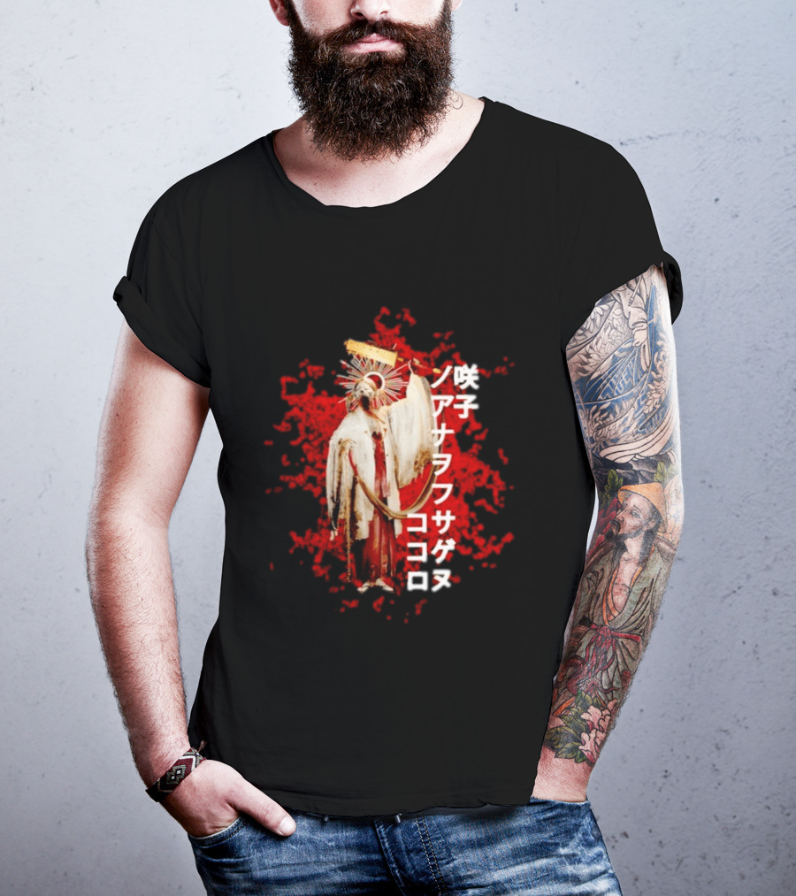 Silent Hill Sakuko Japanese Text Red Background Halo Figure T-Shirt