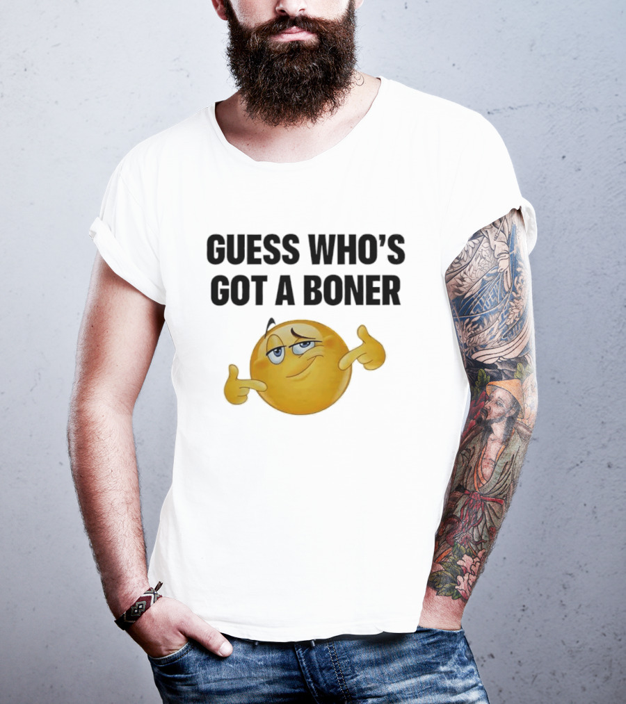 Guess Who's Got A Boner Emoji Pointing Hands T-Shirt