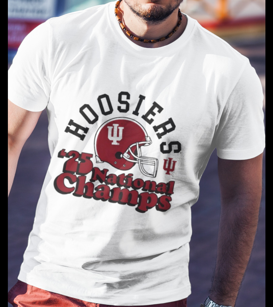 Hoosiers '25 National Champs Red Helmet T-Shirt