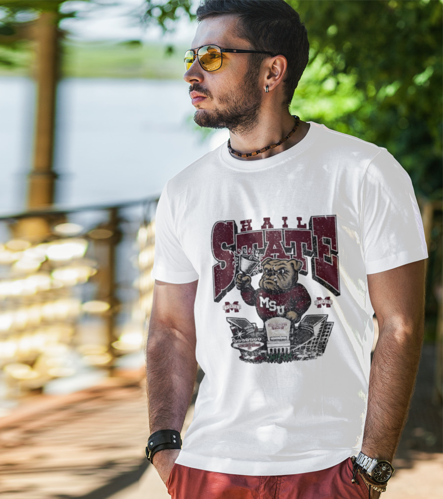 Hail State MSU Mississippi State Bulldogs Stadium Cowbell T-Shirt