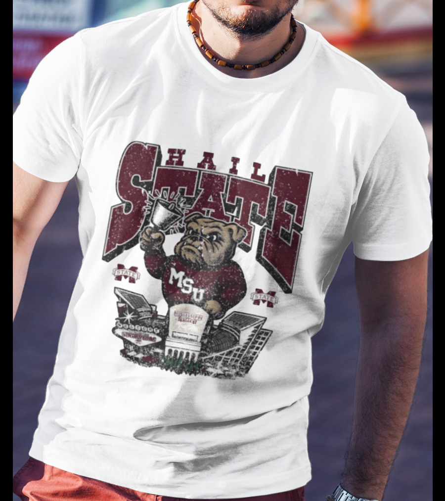 Hail State MSU Mississippi State Bulldogs Stadium Cowbell T-Shirt
