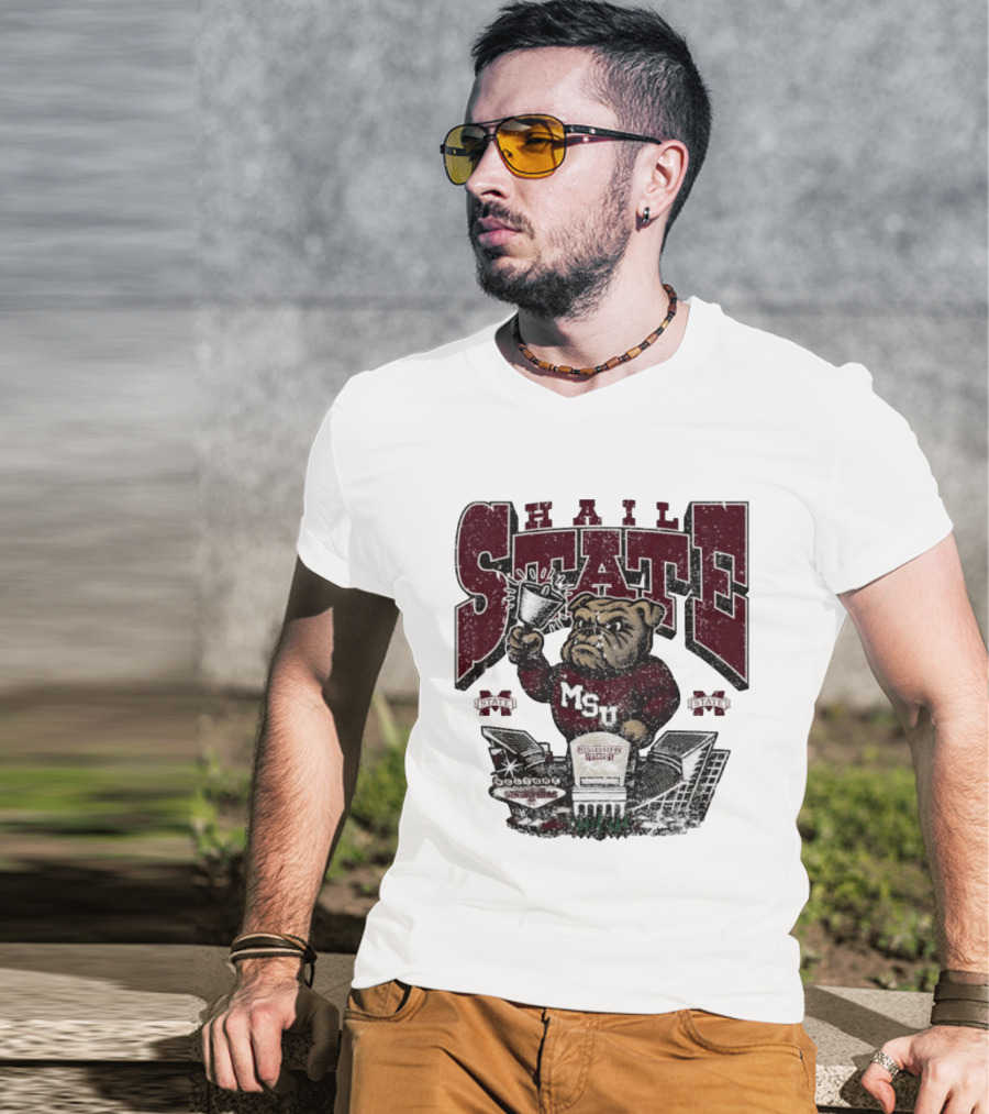 Hail State MSU Mississippi State Bulldogs Stadium Cowbell T-Shirt