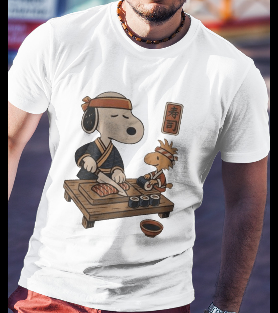Snoopy Woodstock Sushi Chef Japan Food Sushi T-Shirt