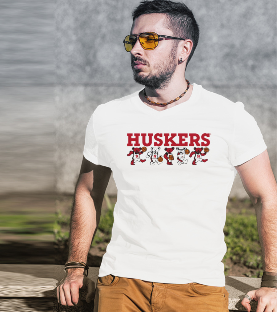 Huskers Grateful Dead Dancing Bears Basketball T-Shirt