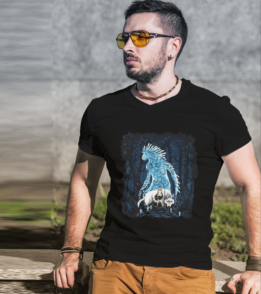 San And Forest Spirit Princess Mononoke Anime Iconic Forest Scene T-Shirt