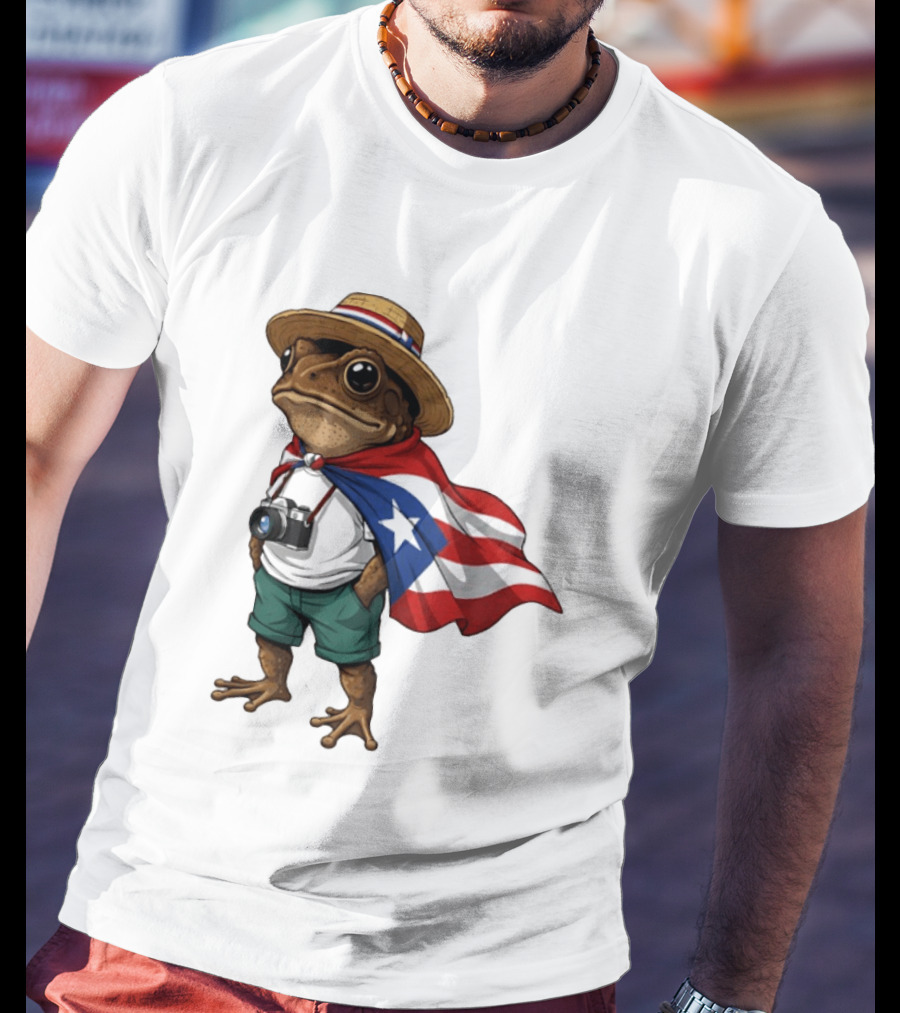 Coqui Frog With Puerto Rico Flag In Puerto Rican Taino T-Shirt
