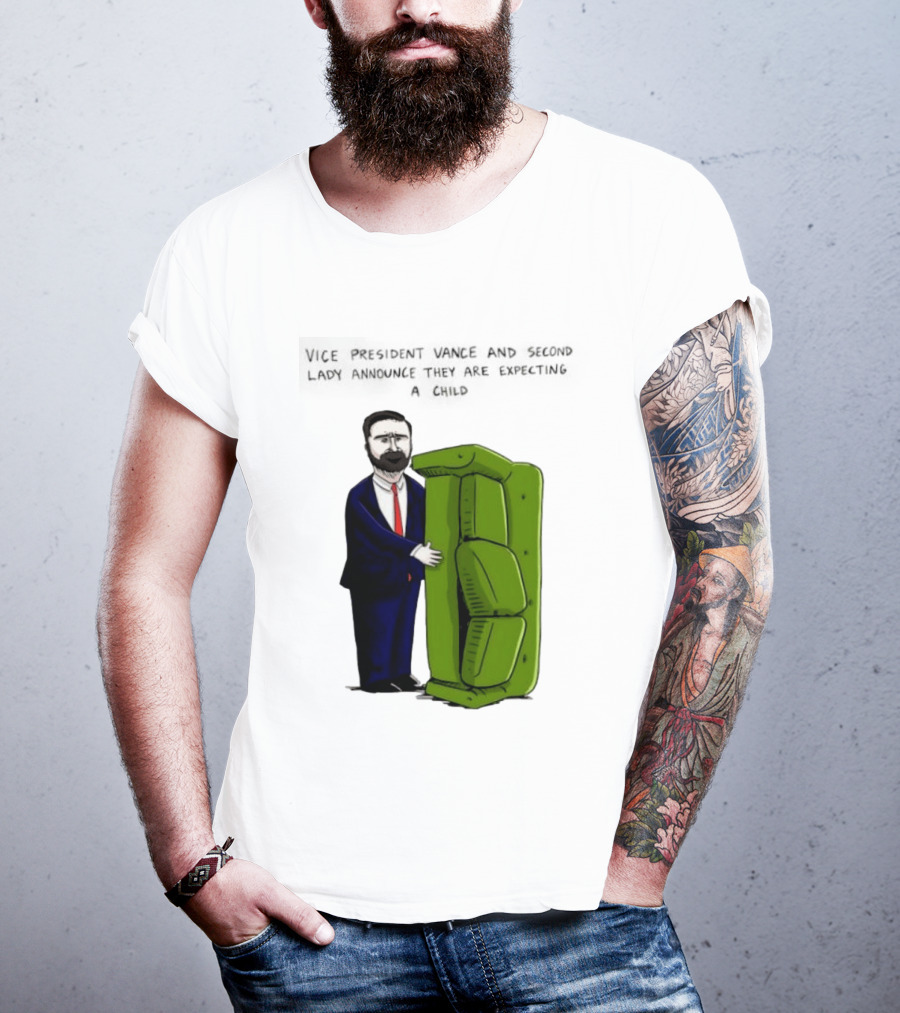 Vice President Vance And Second Lady Expecting Child Iconic Couch Scene T-Shirt