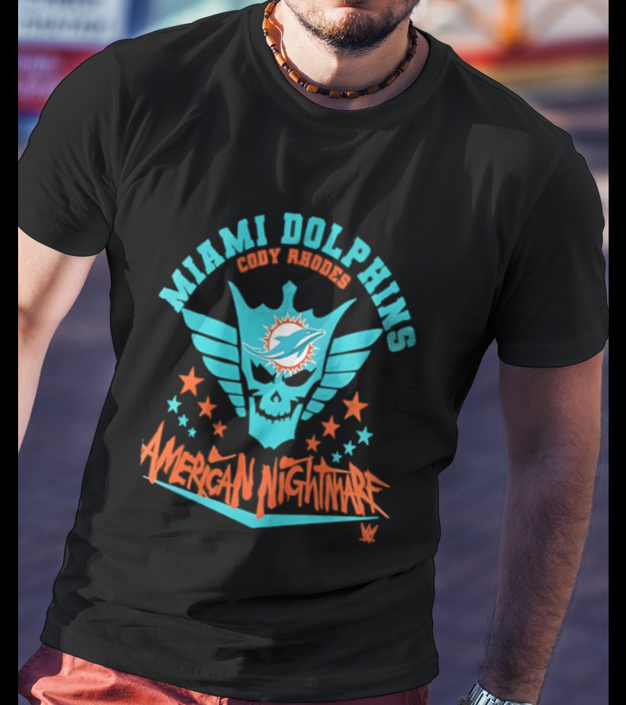 Miami Dolphins Cody Rhodes American Nightmare Stars Wings NFL Football T-Shirt