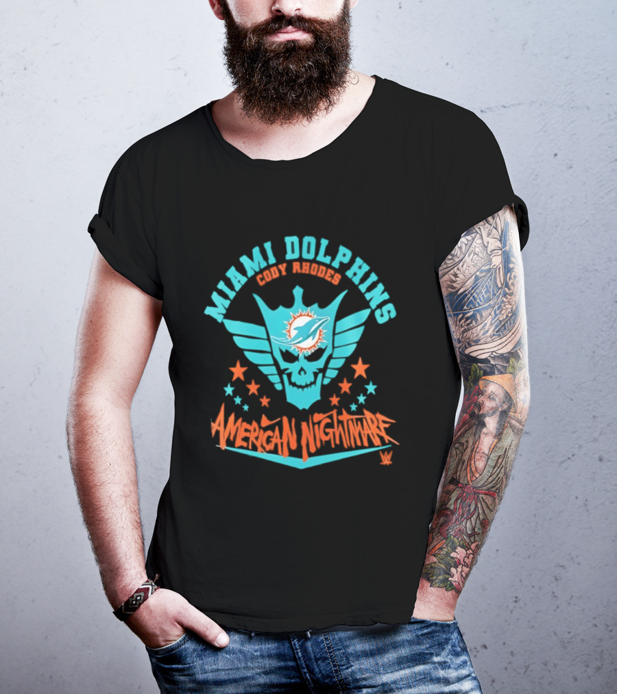 Miami Dolphins Cody Rhodes American Nightmare Stars Wings NFL Football T-Shirt