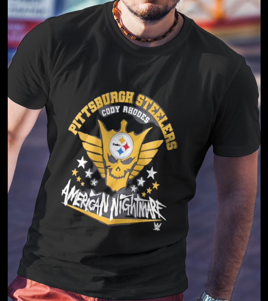 Pittsburgh Steelers Cody Rhodes American Nightmare Skull Wings Stars T-Shirt