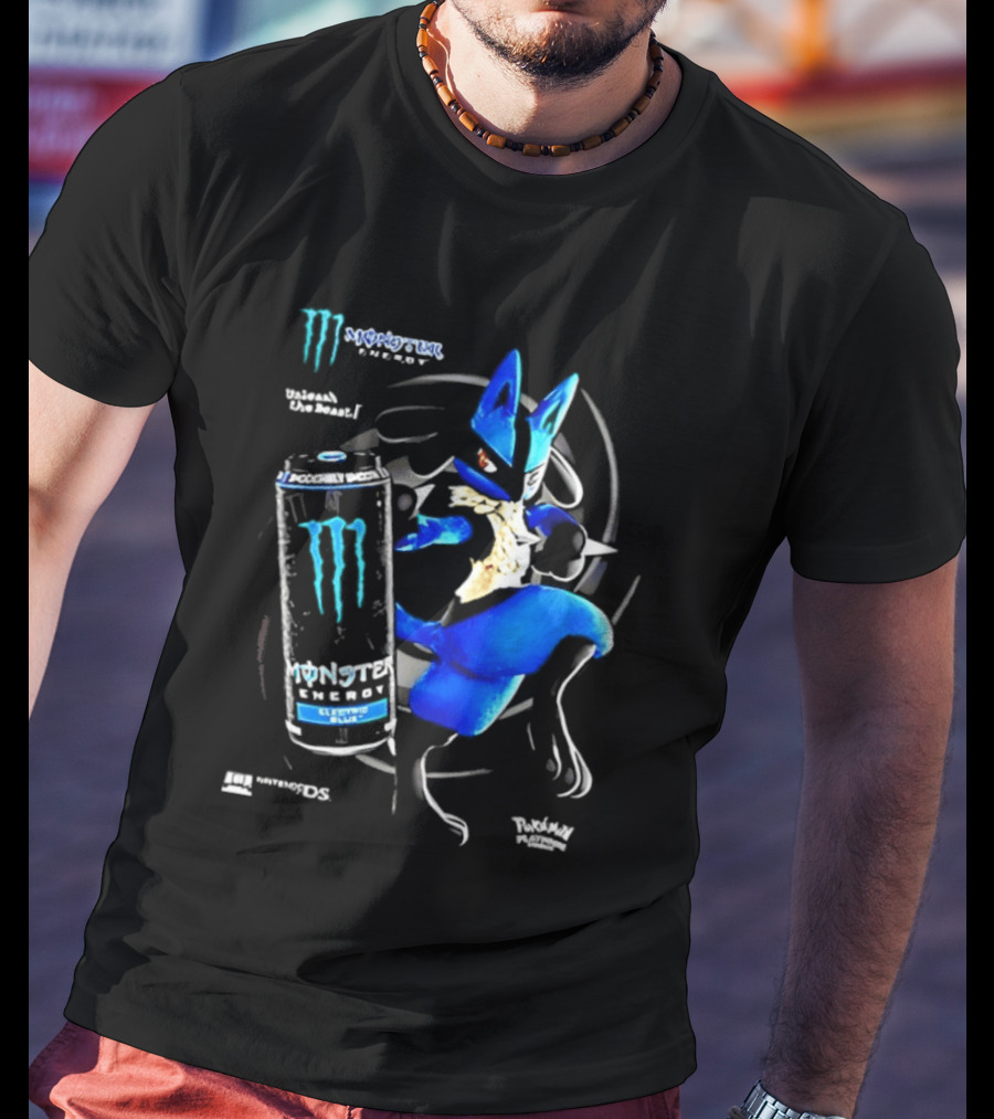 Pokémon Lucario Monster Energy Can Líquido Azulado Invigorante T-Shirt