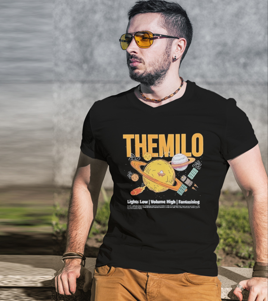 The Milo Space Planets Lights Low Volume High Fantasizing T-Shirt