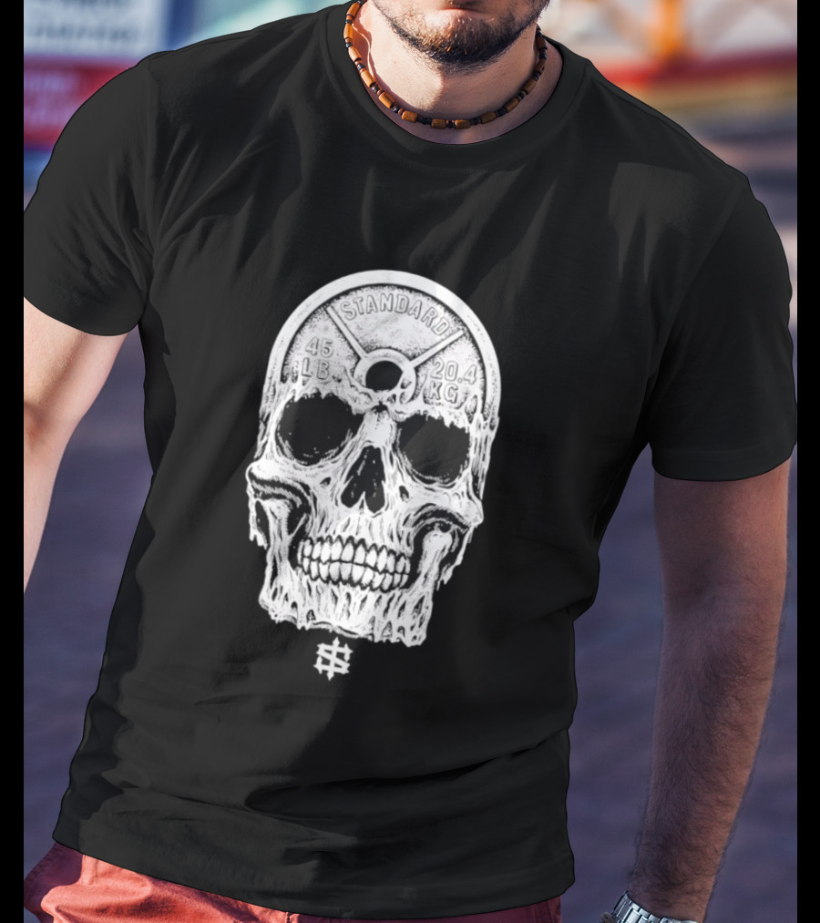 Standard 45 LB 20.4 KG Skull Weights T-Shirt