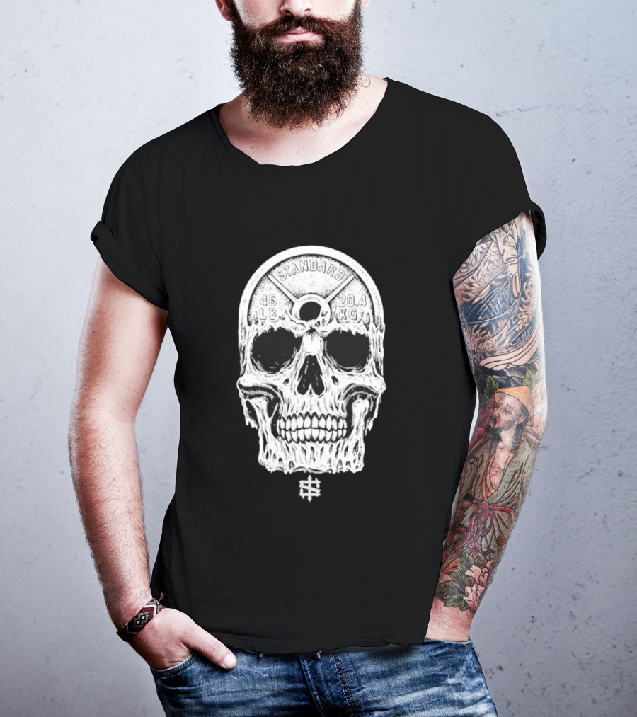 Standard 45 LB 20.4 KG Skull Weights T-Shirt