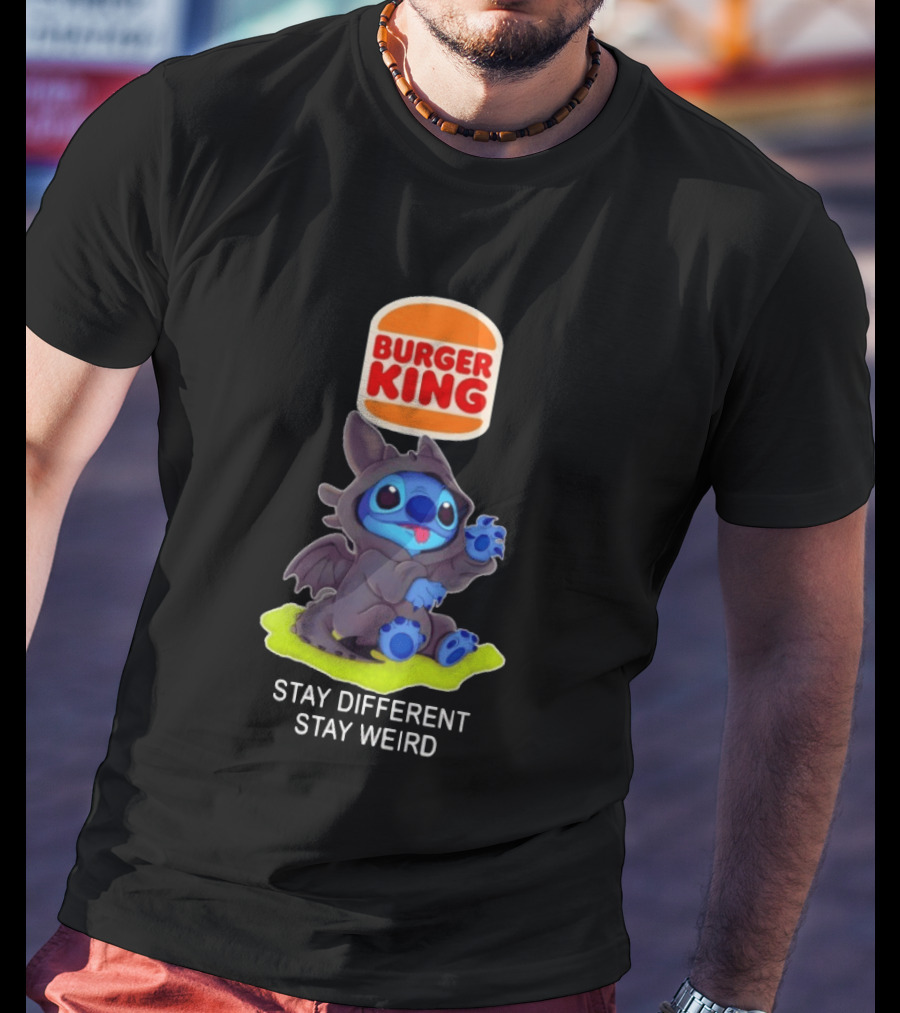 Burger King X Toothless Stitch Collaboration Stay Different Stay Weird T-Shirt