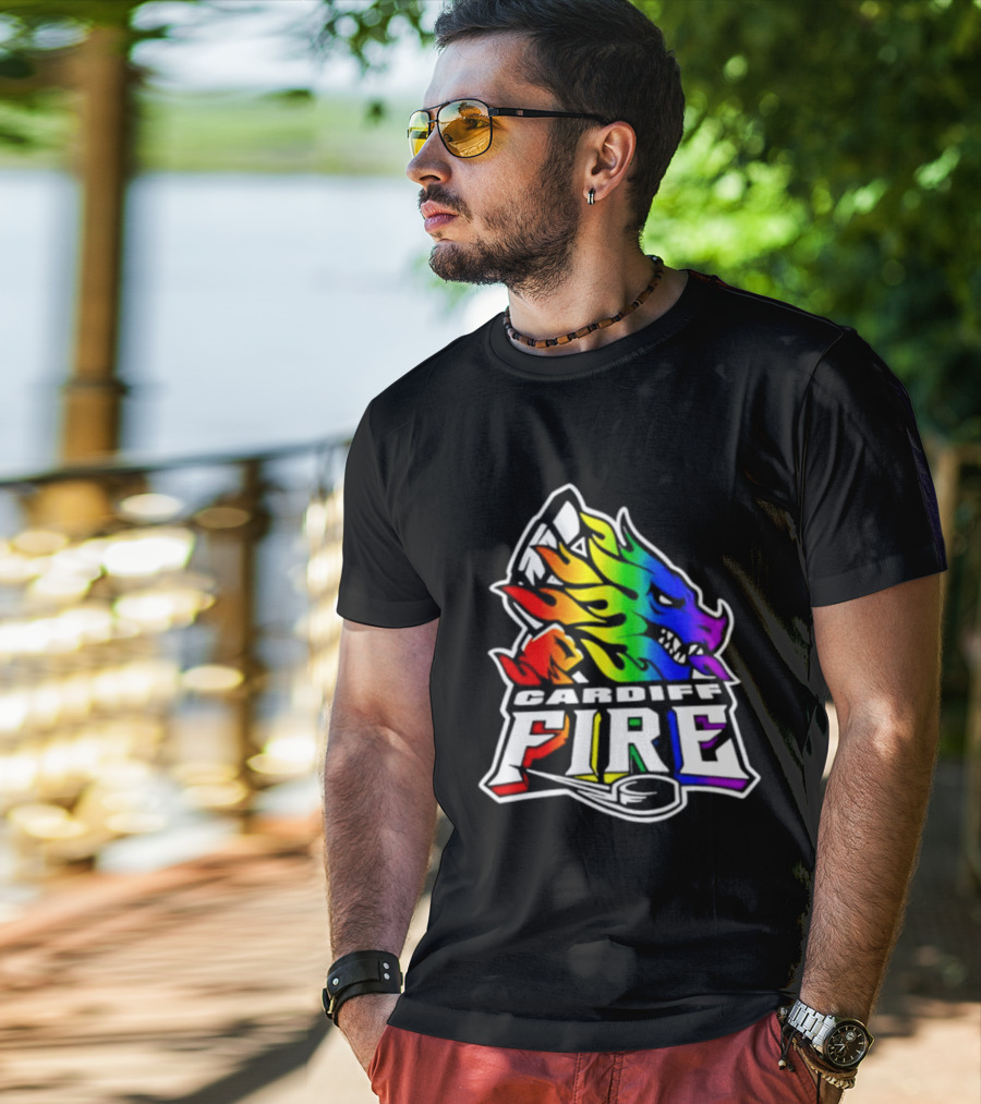 Cardiff Fire Pride Rainbow Hockey T-Shirt