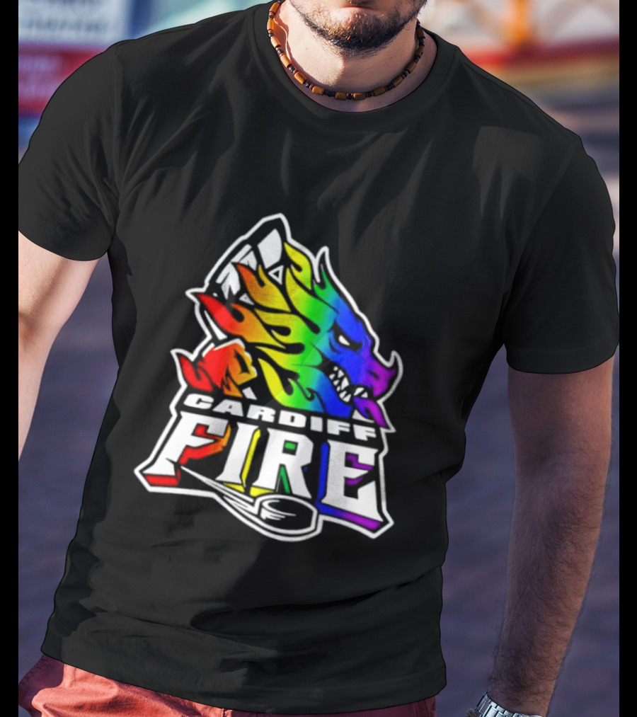Cardiff Fire Pride Rainbow Hockey T-Shirt