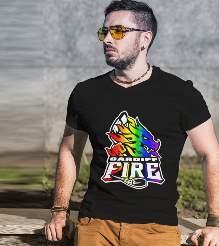 Cardiff Fire Pride Rainbow Hockey T-Shirt