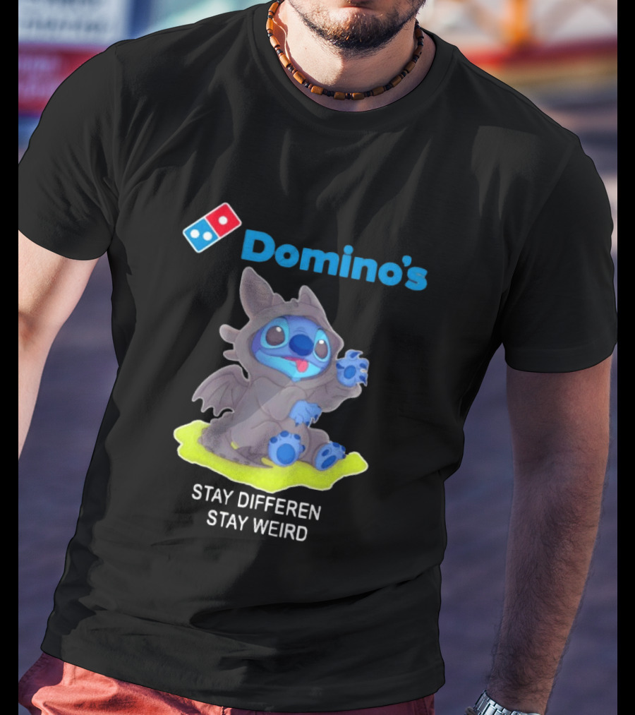 Domino's Pizza Collab Toothless Stitch Stay Different Stay Weird T-Shirt