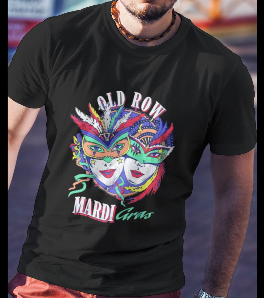 Old Row Mardi Gras Masks Colorful Feathers T-Shirt