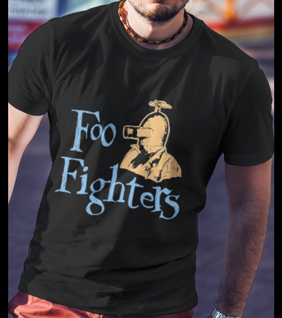 Foo Fighters Retro Pilot Helmet Sketch T-Shirt
