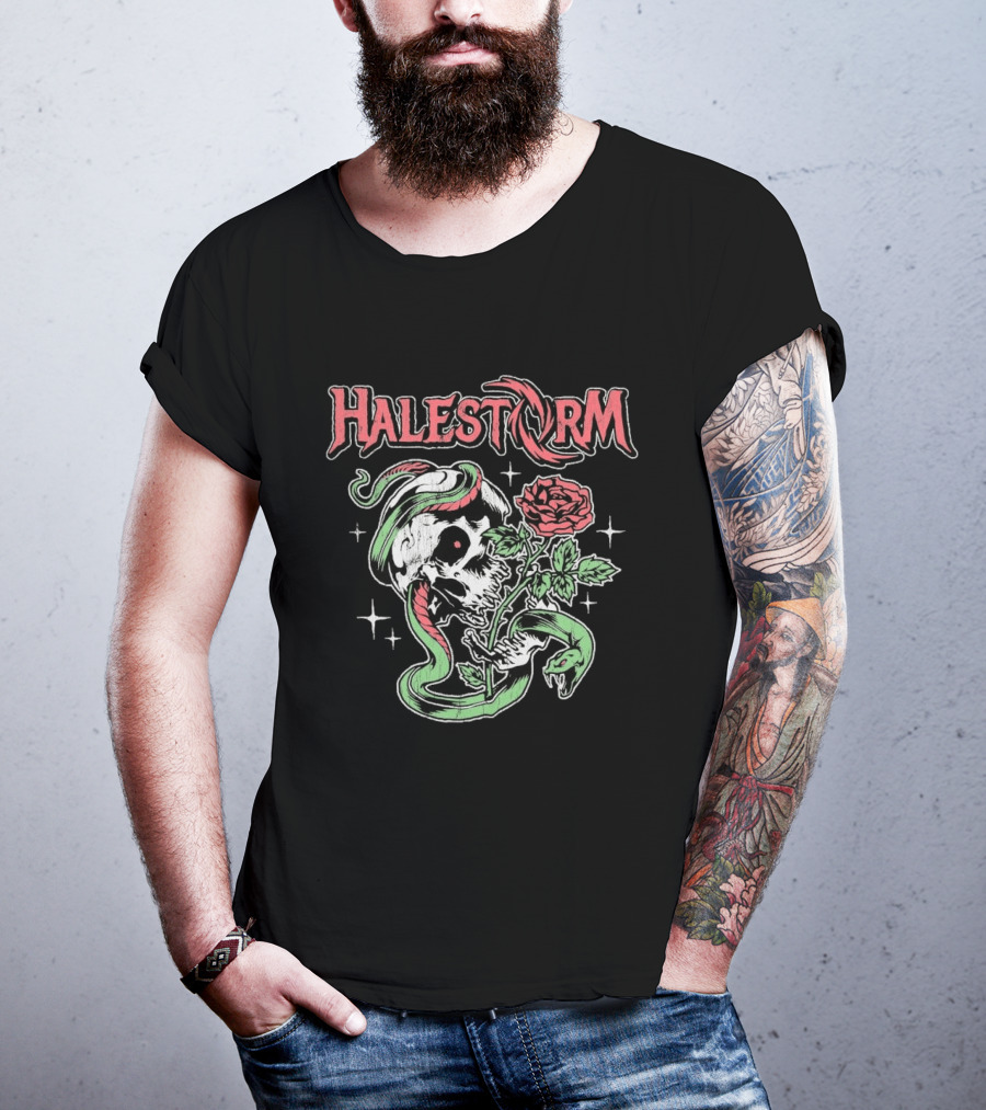 Halestorm Skull Snake Rose Star T-Shirt