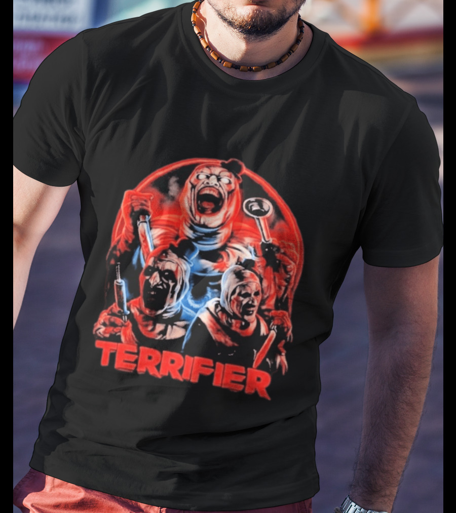 Terrifier Horror Movie Villains Red And Blue T-Shirt