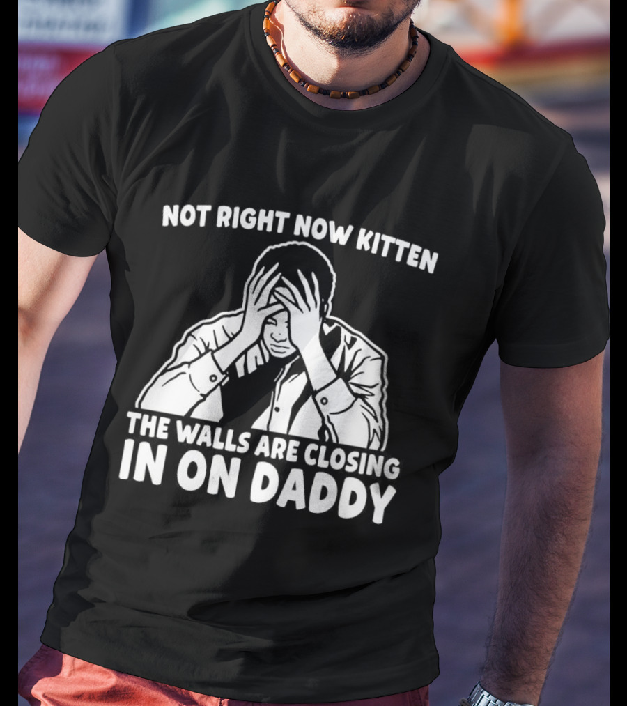 Not Right Now Kitten The Walls Are Closing In On Daddy Stress Humor T-Shirt