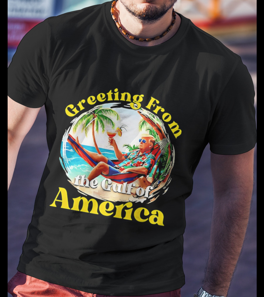 Greeting From The Gulf Of America Tropical Beach Scene T-Shirt