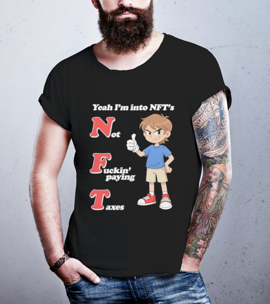 Yeah I'm Into NFT's Not Fuckin' Paying Taxes Cartoon Character Thumbs Up T-Shirt