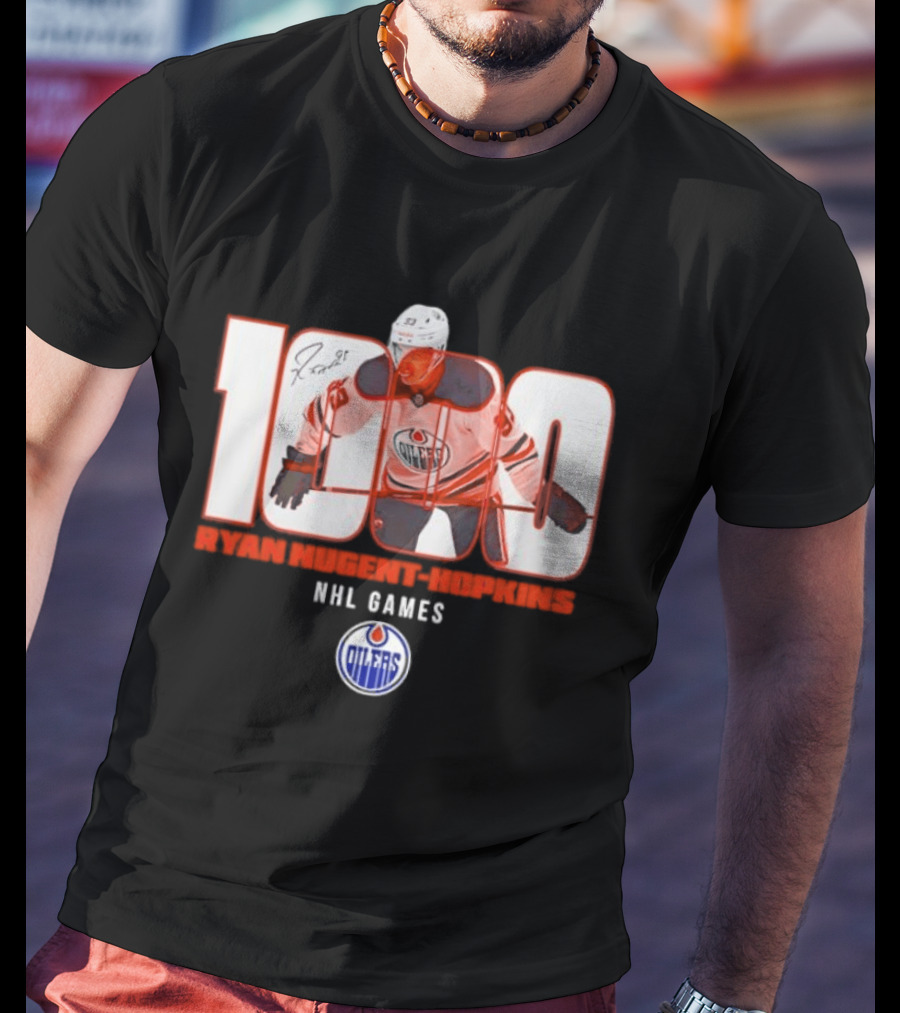 Ryan Nugent Hopkins 1000 NHL Games Edmonton Oilers T-Shirt