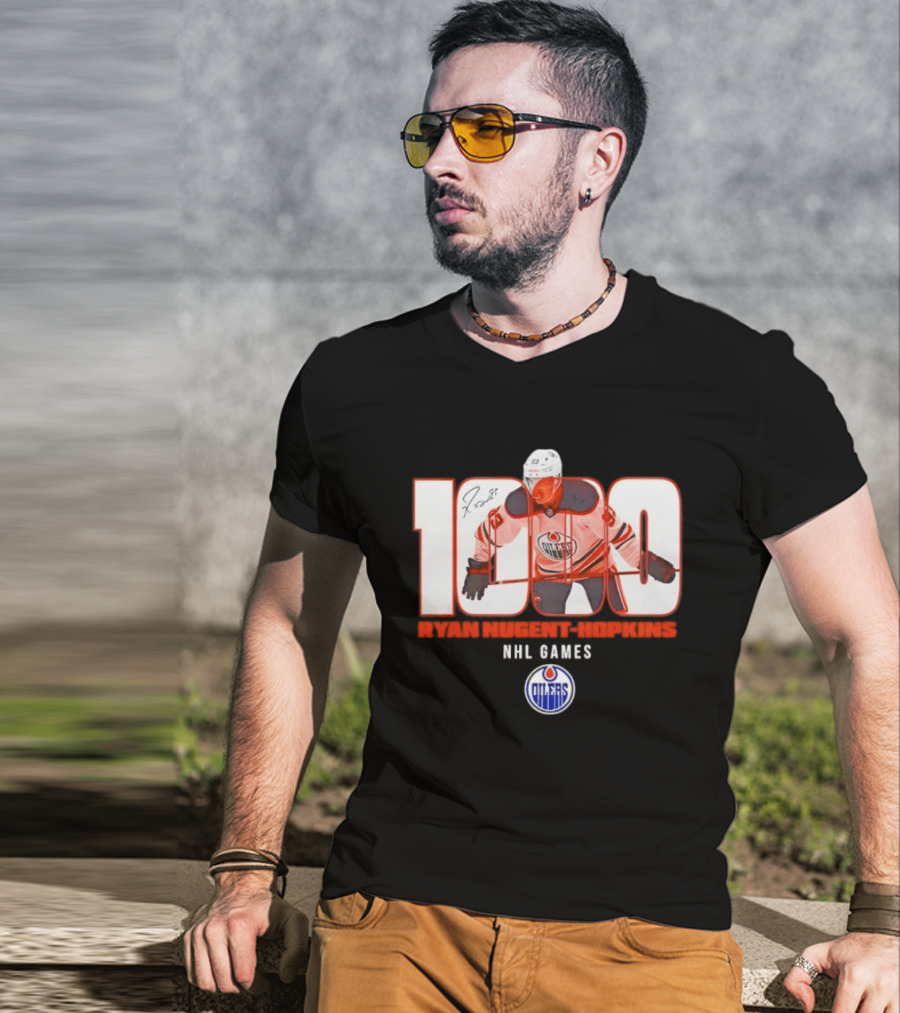 Ryan Nugent Hopkins 1000 NHL Games Edmonton Oilers T-Shirt