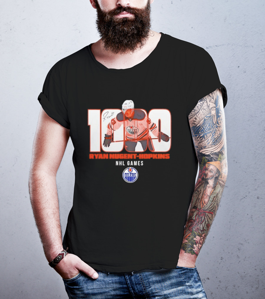 Ryan Nugent Hopkins 1000 NHL Games Edmonton Oilers T-Shirt