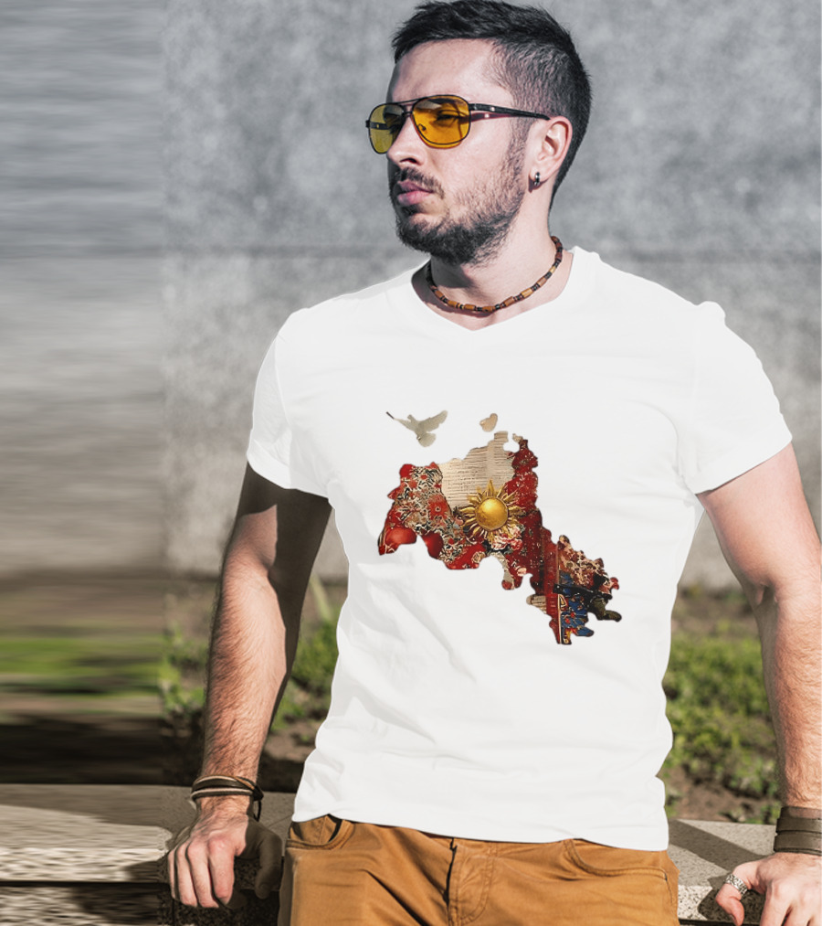 Map Of Kurdistan With Sun And Peace Dove T-Shirt
