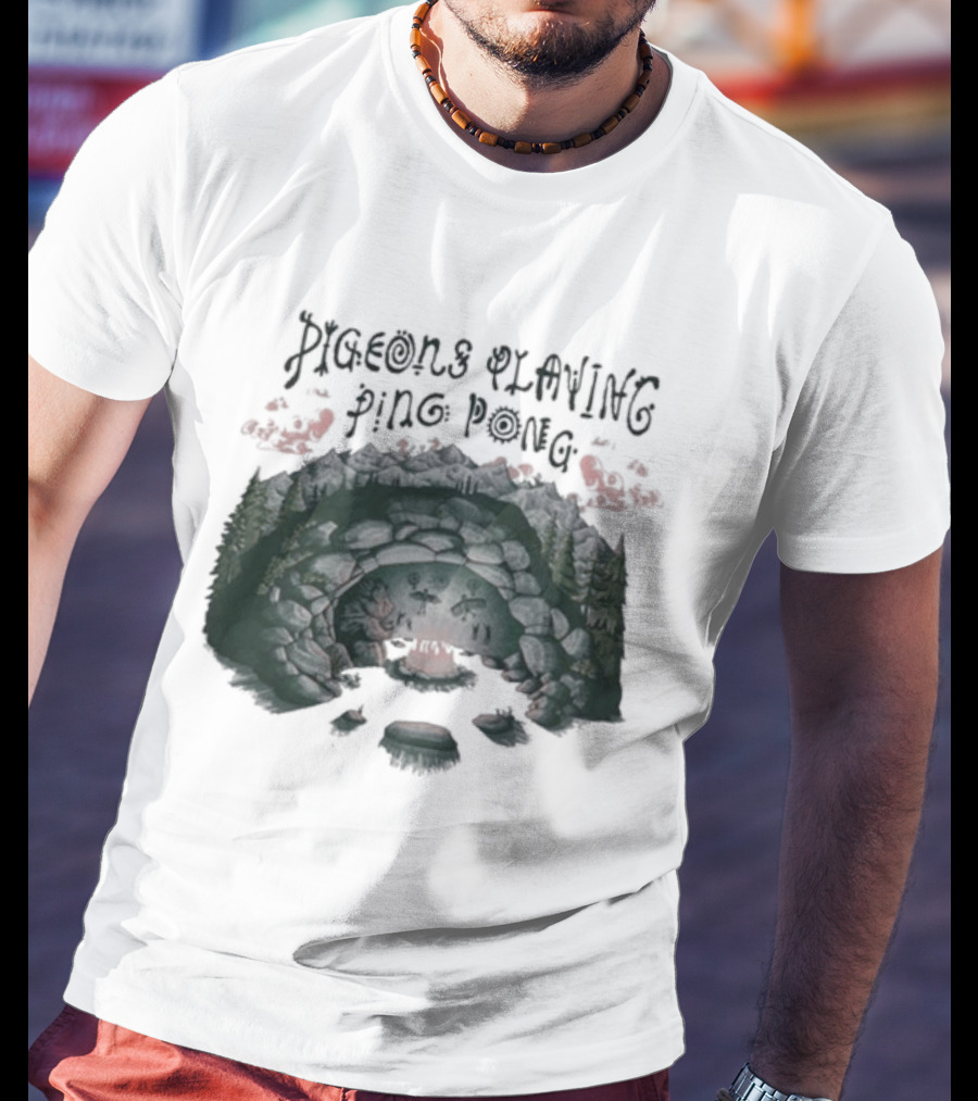 Pigeons Playing Ping Pong X Nature Backs 2026 Psychedelic Forest Double Exposure T-Shirt
