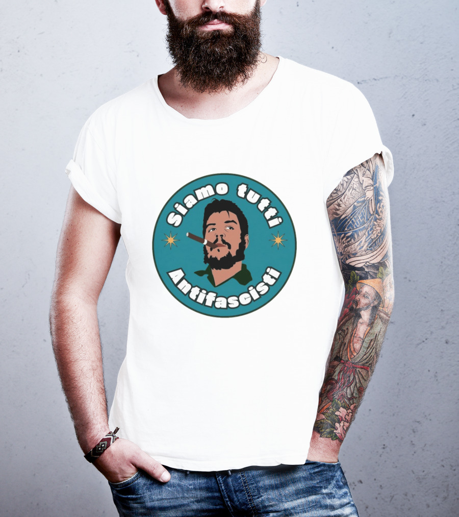 Siamo Tutti Antifascisti Portrait With Cigar And Stars T-Shirt