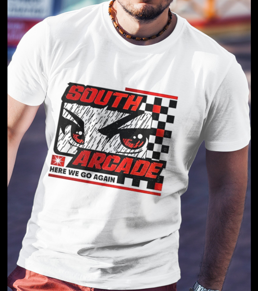 South Arcade Here We Go Again Checkerboard Eyes T-Shirt
