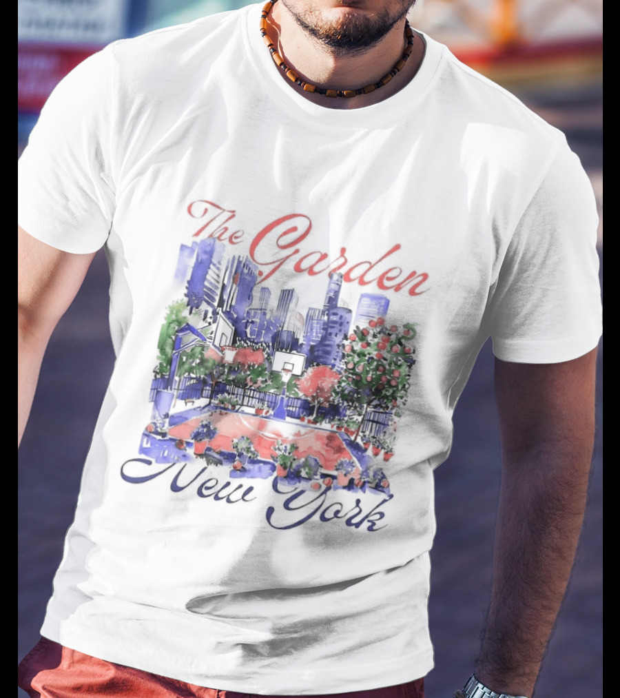 The Garden New York Basketball Court Cityscape T-Shirt