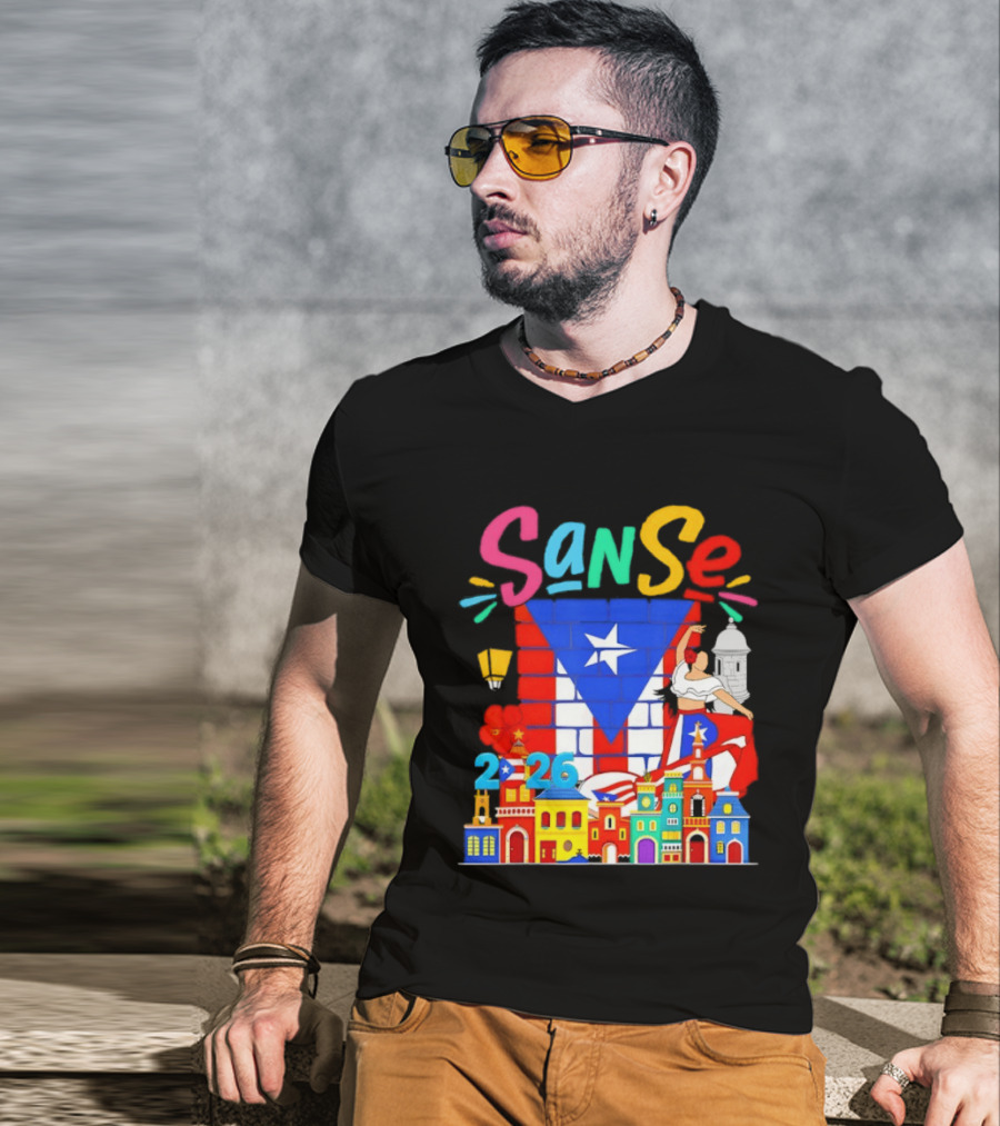 Sanse Festival 2026 Puerto Rican Culture Celebration San Sebastian Balcones De Cora T-Shirt