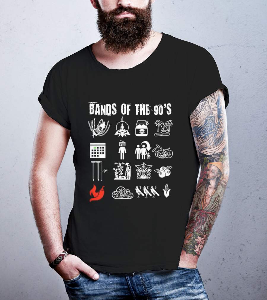 Bands Of The 90's Symbolic Icons Tribute Collection 2026 T-Shirt