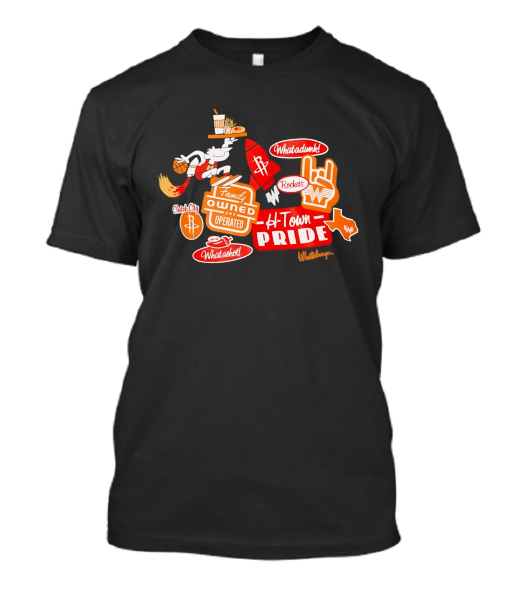 Houston Rockets Whataburger H Town Pride Family Owned Operated Clutch City Stickers T-Shirt