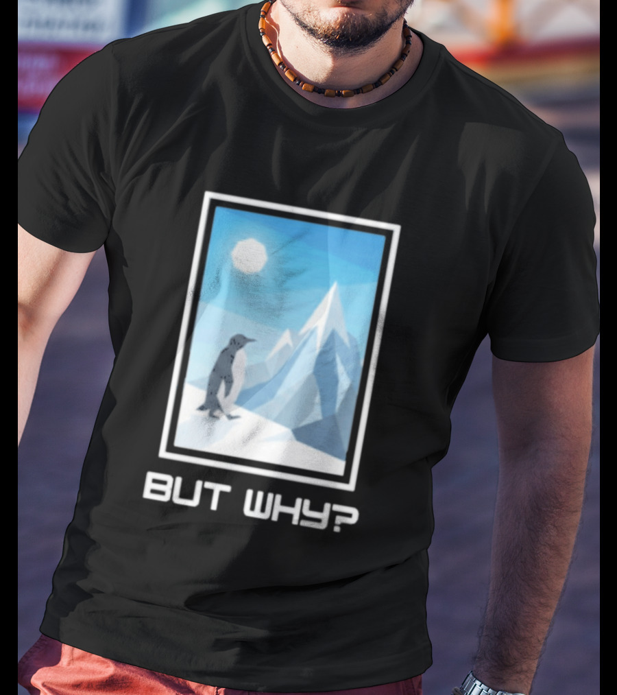 But Why Penguin Northward Bound Minimalist Arctic Framed T-Shirt
