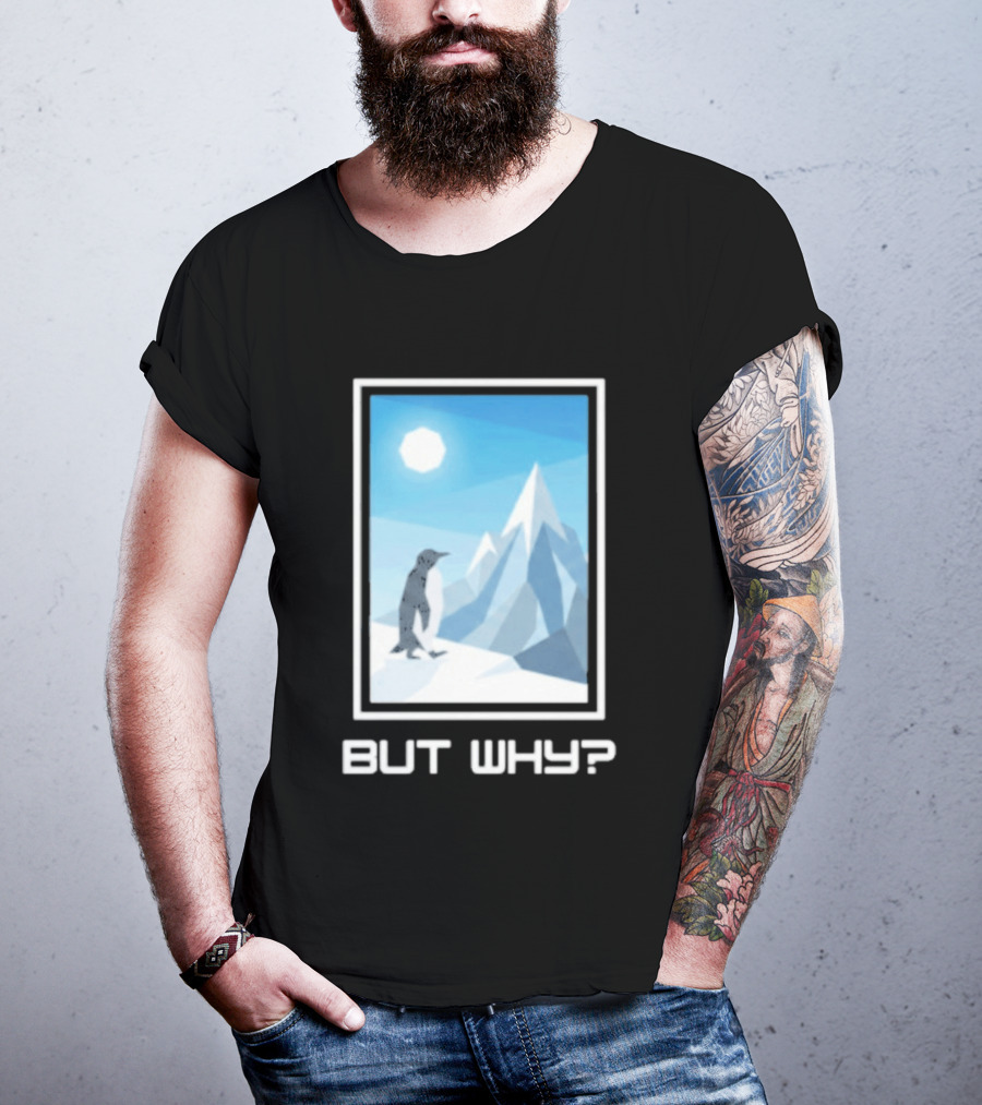 But Why Penguin Northward Bound Minimalist Arctic Framed T-Shirt