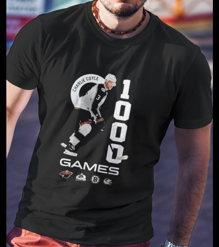 Columbus Blue Jackets NHL Game 1000 Milestone Celebration Charlie Coyle T-Shirt