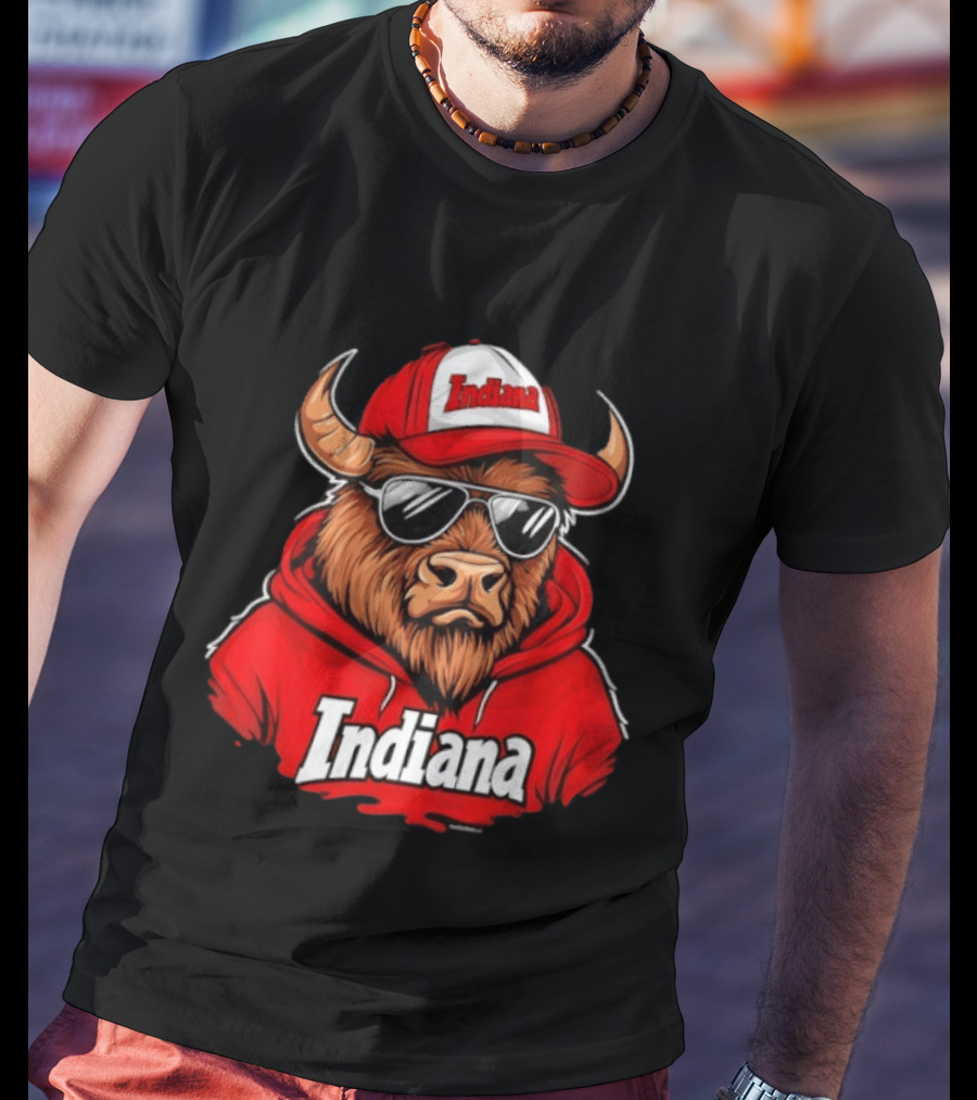 Indiana Bison Vintage Throwback Swea With Sunglasses And Hat T-Shirt
