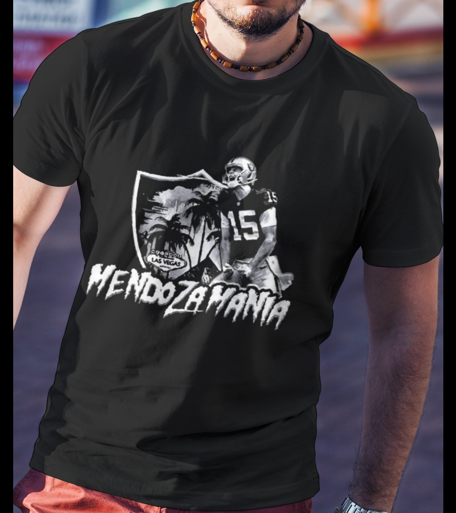 Raider Shield Mendoza Mania 15 Welcome To Fabulous Las Vegas T-Shirt