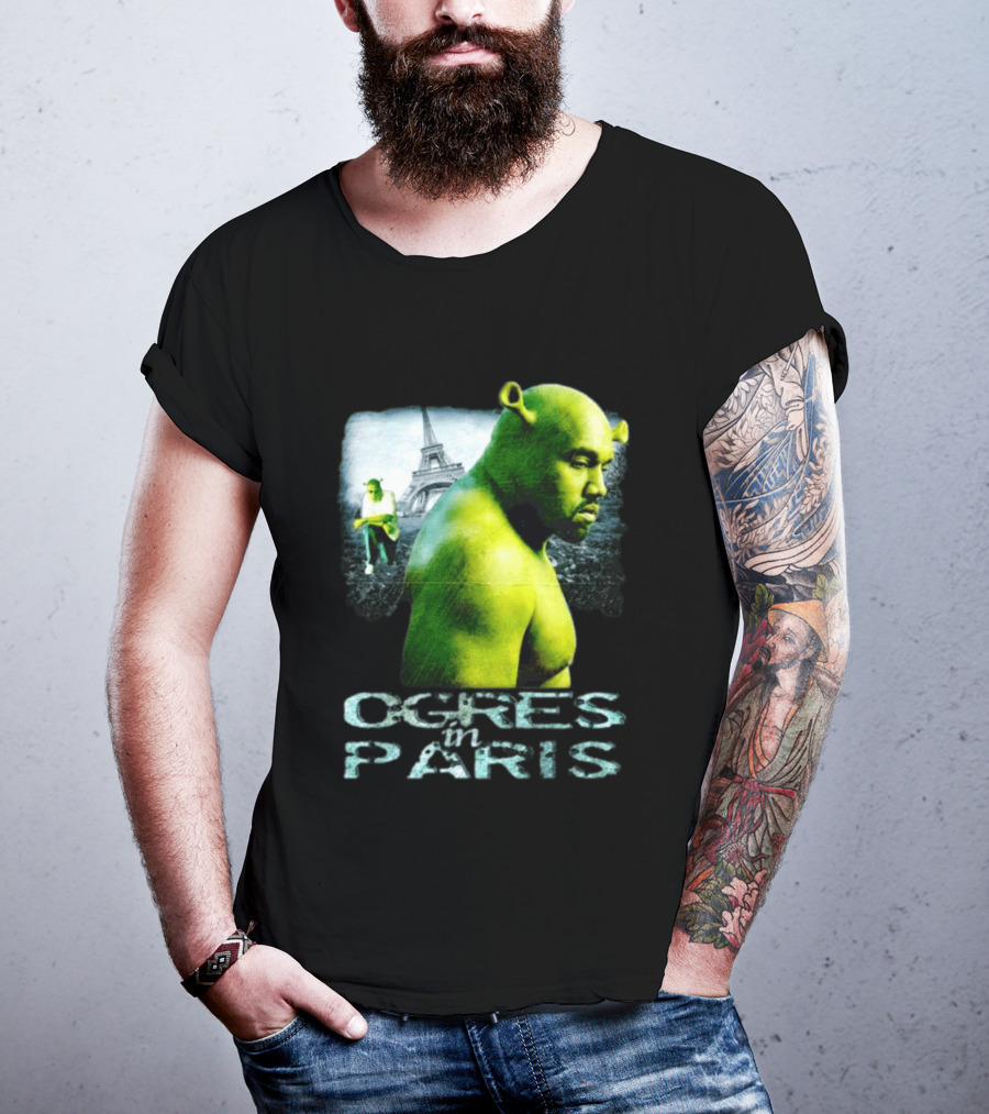 Shrek Kanye West Ogres In Paris Eiffel Tower Mashup T-Shirt